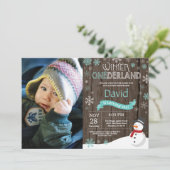 Rustic Winter Onederland 1. Geburtstag Einladung (Stehend Vorderseite)