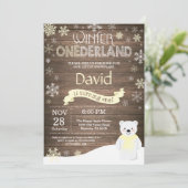 Rustic Winter Onederland 1. Geburtstag Einladung (Stehend Vorderseite)