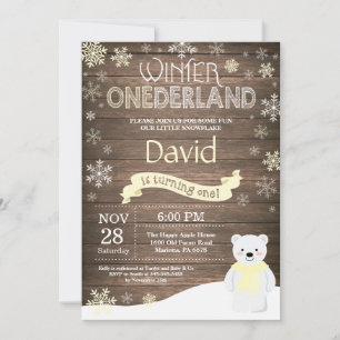 Rustic Winter Onederland 1. Geburtstag Einladung
