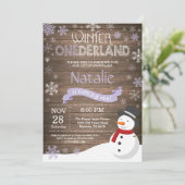 Rustic Winter Onederland 1. Geburtstag Einladung (Stehend Vorderseite)