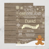 Rustic Winter Onederland 1. Geburtstag Einladung (Vorne/Hinten)