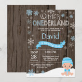 Rustic Winter Onederland 1. Geburtstag Einladung (Vorne/Hinten)