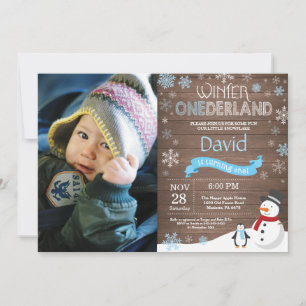 Rustic Winter Onederland 1. Geburtstag Einladung