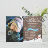 Rustic Winter Onederland 1. Geburtstag Einladung (Stehend Vorderseite)