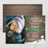 Rustic Winter Onederland 1. Geburtstag Einladung (Vorne/Hinten)