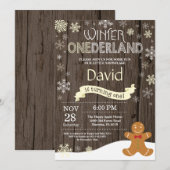 Rustic Winter Onederland 1. Geburtstag Einladung (Vorne/Hinten)