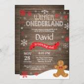 Rustic Winter Onederland 1. Geburtstag Einladung (Vorne/Hinten)