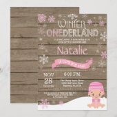 Rustic Winter Onederland 1. Geburtstag Einladung (Vorne/Hinten)
