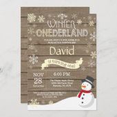 Rustic Winter Onederland 1. Geburtstag Einladung (Vorne/Hinten)