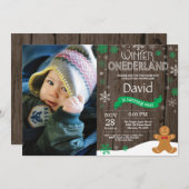 Rustic Winter Onederland 1. Geburtstag Einladung (Vorne/Hinten)