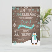 Rustic Winter Onederland 1. Geburtstag Einladung (Stehend Vorderseite)