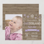 Rustic Winter Onederland 1. Geburtstag Einladung (Vorne/Hinten)