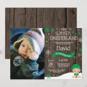 Rustic Winter Onederland 1. Geburtstag Einladung (Vorne/Hinten)