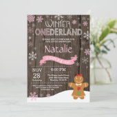 Rustic Winter Onederland 1. Geburtstag Einladung (Stehend Vorderseite)