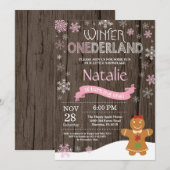 Rustic Winter Onederland 1. Geburtstag Einladung (Vorne/Hinten)