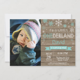 Rustic Winter Onederland 1. Geburtstag Einladung