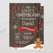 Rustic Winter Onederland 1. Geburtstag Einladung (Vorne/Hinten)