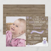 Rustic Winter Onederland 1. Geburtstag Einladung (Vorne/Hinten)