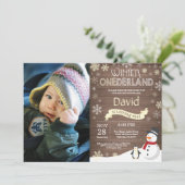 Rustic Winter Onederland 1. Geburtstag Einladung (Stehend Vorderseite)