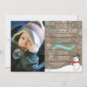 Rustic Winter Onederland 1. Geburtstag Einladung