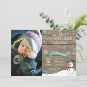 Rustic Winter Onederland 1. Geburtstag Einladung (Stehend Vorderseite)