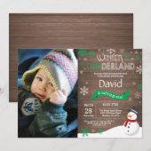 Rustic Winter Onederland 1. Geburtstag Einladung (Vorne/Hinten)