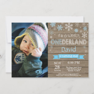 Rustic Winter Onederland 1. Geburtstag Einladung