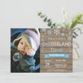 Rustic Winter Onederland 1. Geburtstag Einladung (Stehend Vorderseite)