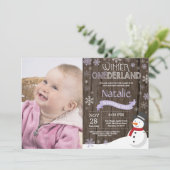 Rustic Winter Onederland 1. Geburtstag Einladung (Stehend Vorderseite)