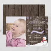 Rustic Winter Onederland 1. Geburtstag Einladung (Vorne/Hinten)