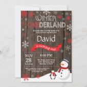 Rustic Winter Onederland 1. Geburtstag Einladung (Vorderseite)