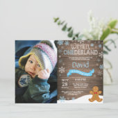 Rustic Winter Onederland 1. Geburtstag Einladung (Stehend Vorderseite)