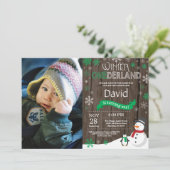 Rustic Winter Onederland 1. Geburtstag Einladung (Stehend Vorderseite)