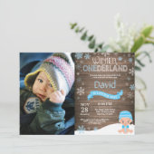 Rustic Winter Onederland 1. Geburtstag Einladung (Stehend Vorderseite)