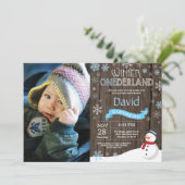 Rustic Winter Onederland 1. Geburtstag Einladung (Stehend Vorderseite)