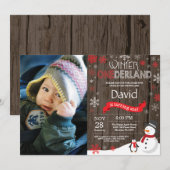 Rustic Winter Onederland 1. Geburtstag Einladung (Vorne/Hinten)