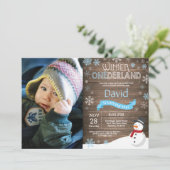 Rustic Winter Onederland 1. Geburtstag Einladung (Stehend Vorderseite)