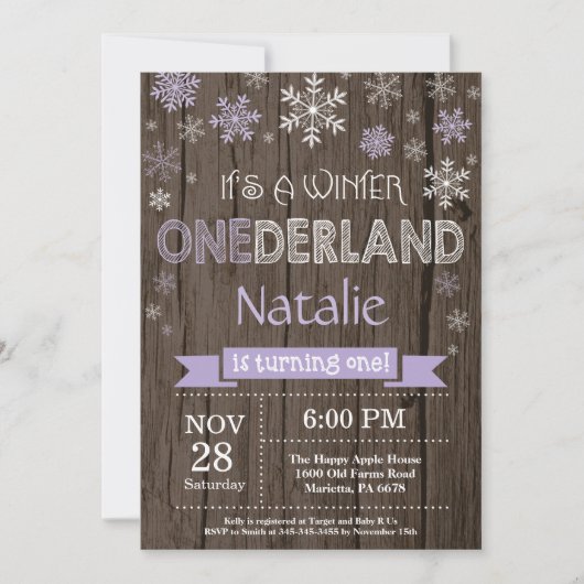 Rustic Winter Onederland 1. Geburtstag Einladung (Vorderseite)