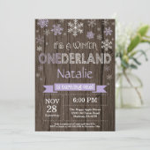 Rustic Winter Onederland 1. Geburtstag Einladung (Stehend Vorderseite)
