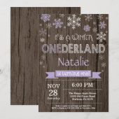 Rustic Winter Onederland 1. Geburtstag Einladung (Vorne/Hinten)