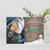 Rustic Winter Onederland 1. Geburtstag Einladung (Stehend Vorderseite)