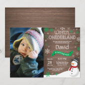 Rustic Winter Onederland 1. Geburtstag Einladung (Vorne/Hinten)