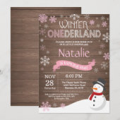 Rustic Winter Onederland 1. Geburtstag Einladung (Vorne/Hinten)