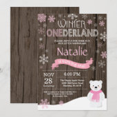 Rustic Winter Onederland 1. Geburtstag Einladung (Vorne/Hinten)