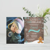 Rustic Winter Onederland 1. Geburtstag Einladung (Stehend Vorderseite)