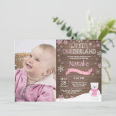 Rustic Winter Onederland 1. Geburtstag Einladung (Stehend Vorderseite)