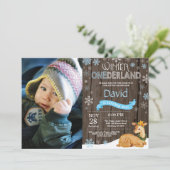 Rustic Winter Onederland Deer 1. Geburtstag Einladung (Stehend Vorderseite)