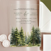 Rustic Winter Pine Trees Forest Wedding Acryleinladungen