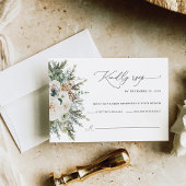 Rustic Winter Pinecone Wedding RSVP Card Karte