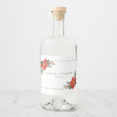 Rustic Winter Poinsettia Red Christmas Wedding Alkoholflaschenetikett (Vorderseite)